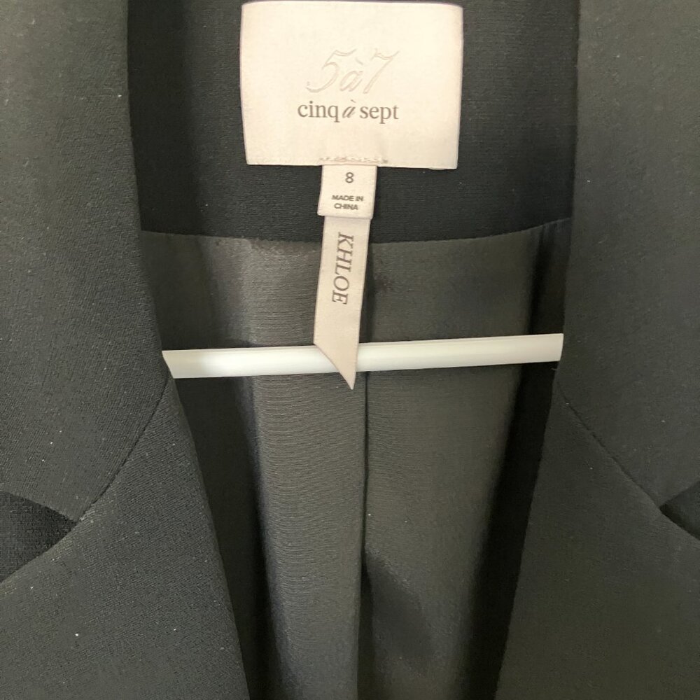Cinq A Sept Khloe Blazer Womens 8 Black Ruched Sleeve One Button NWOT - Picture 11 of 11